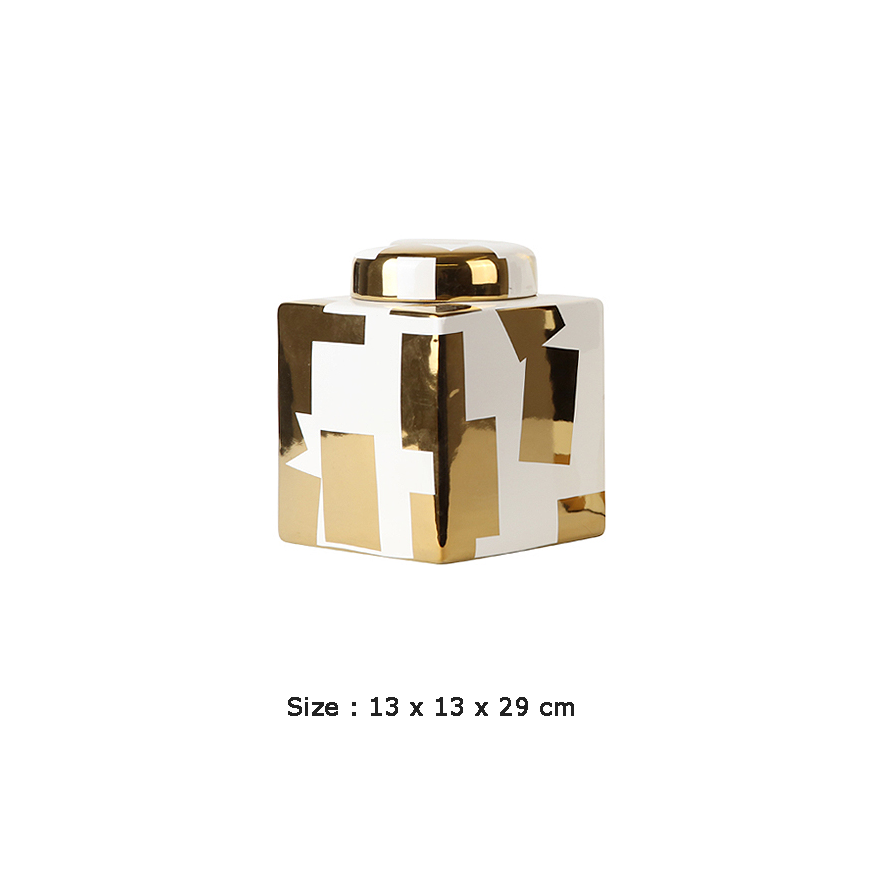 Golden Square Ceramic Jar