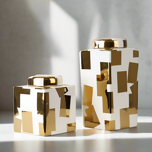 Golden Square Ceramic Jar