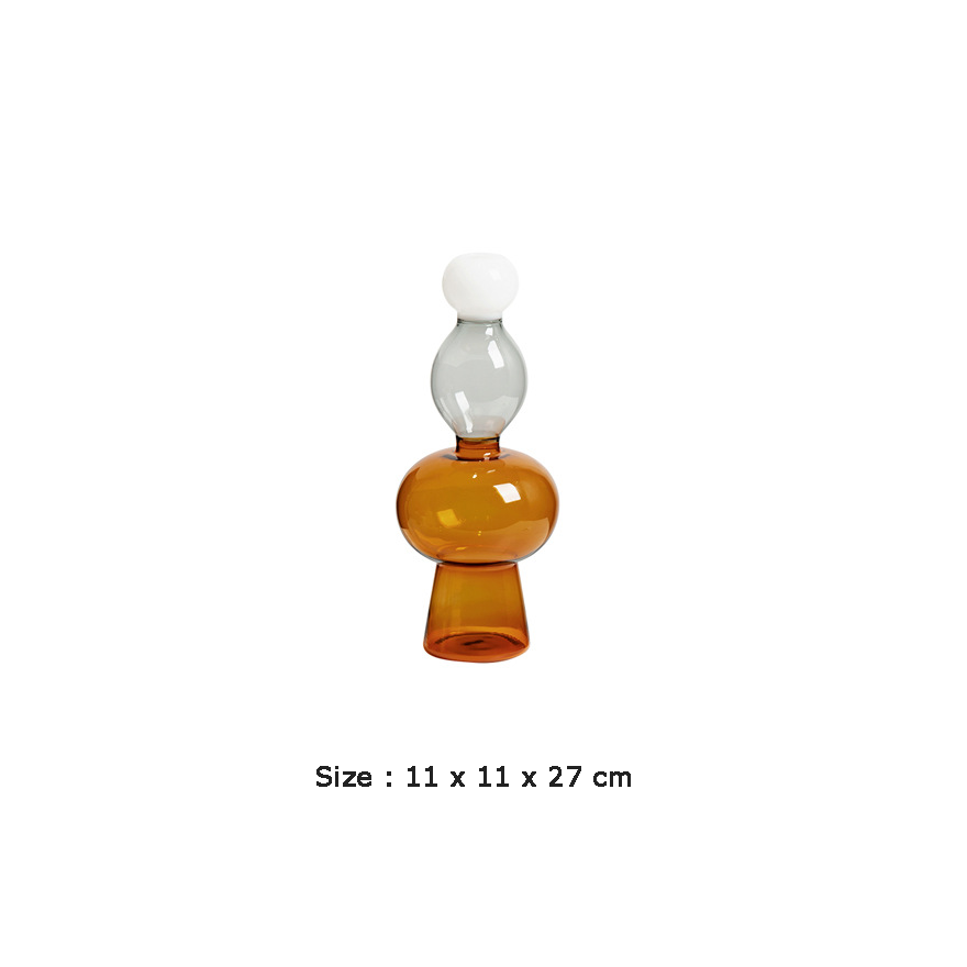 Amber & White Smoke Glass Vase – A Timeless Statement Piece