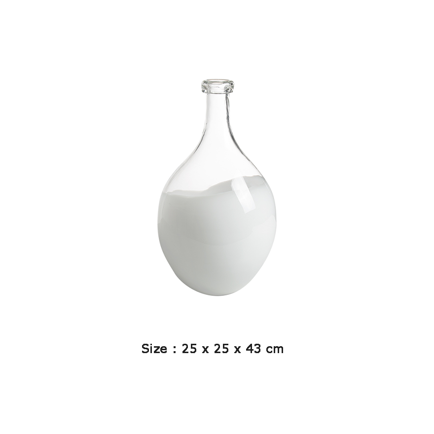 White & Clear Spherical Glass Vase - FB-E23039