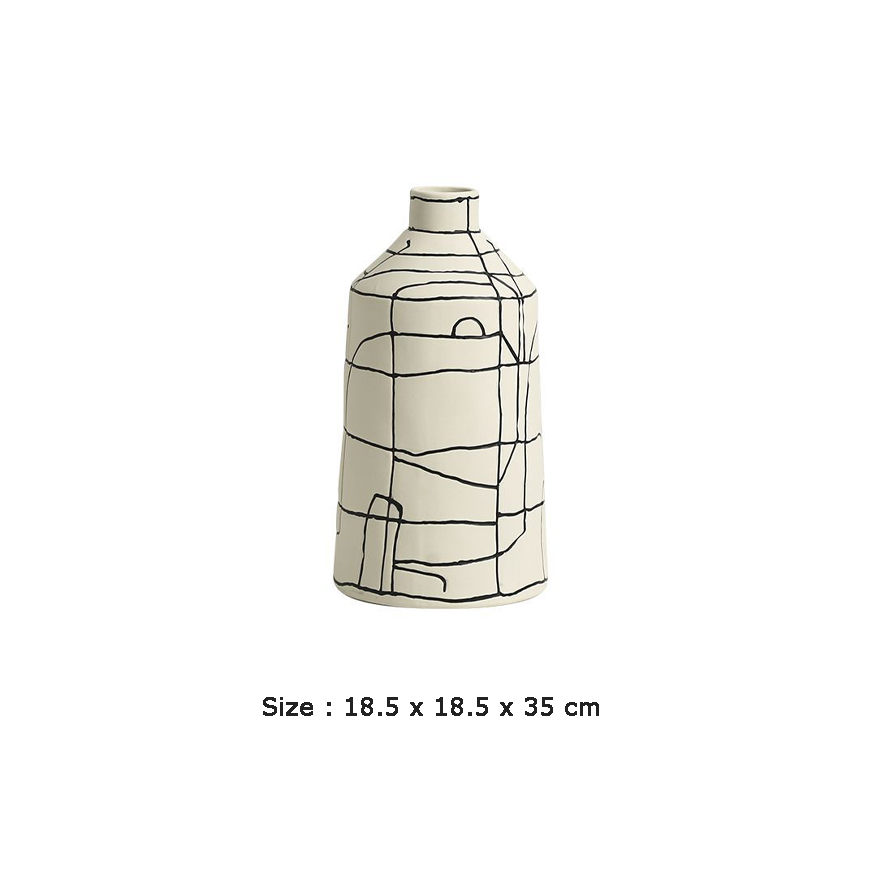 White Vase with Black Lines