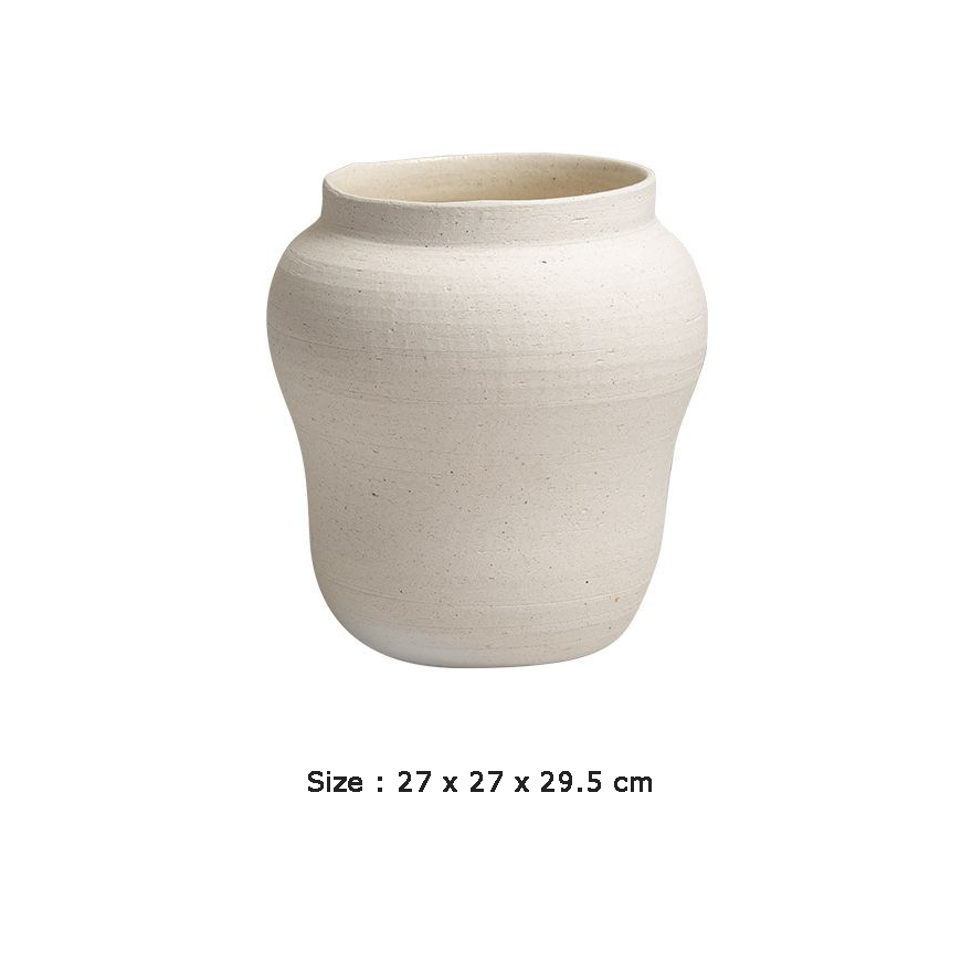 White Sand Faced Pottery Vase - FF-D23086A