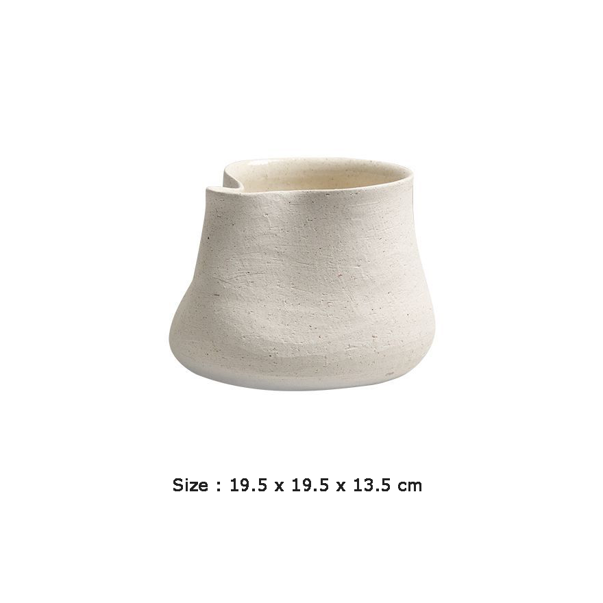 White Sand Faced Pottery Vase - FF-D23086C