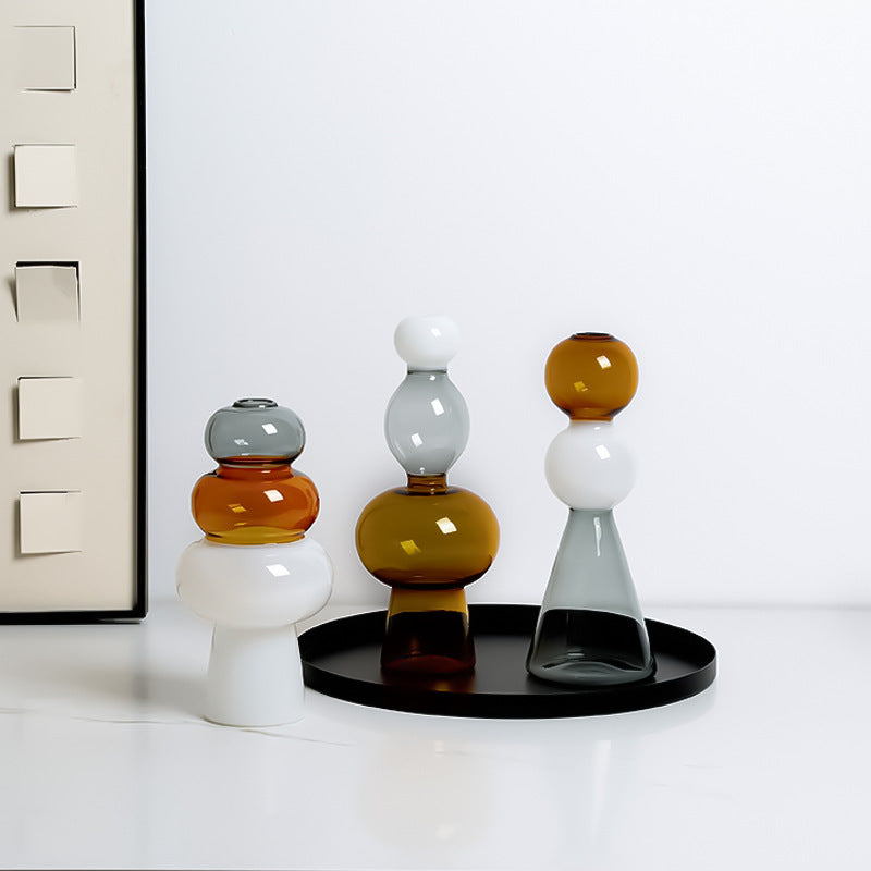 Amber & White Smoke Glass Vase – A Timeless Statement Piece