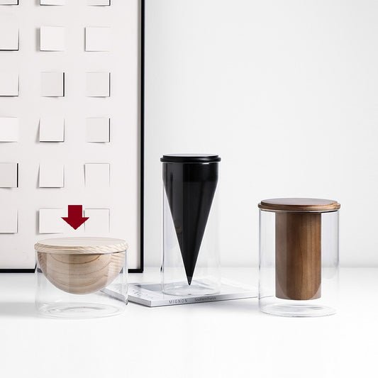 Short Cylindrical Vase with Wooden Lid