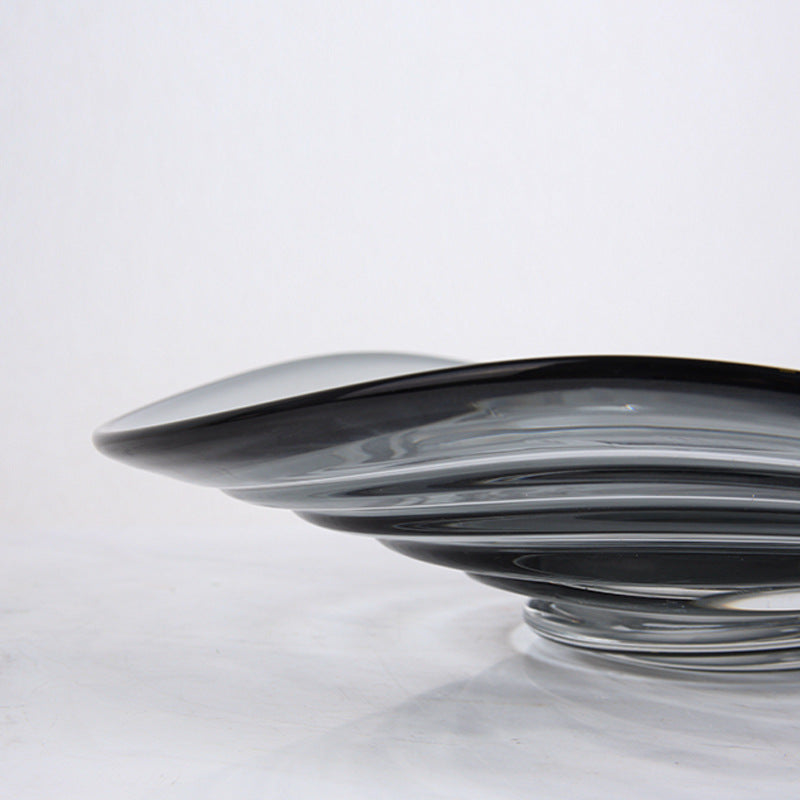 Grey Oval Glass Decorative Centerpiece Bowl