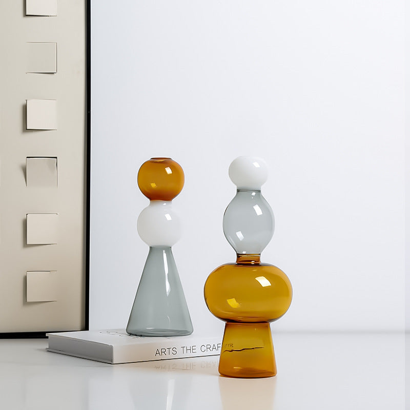 Amber & White Smoke Glass Vase – A Timeless Statement Piece