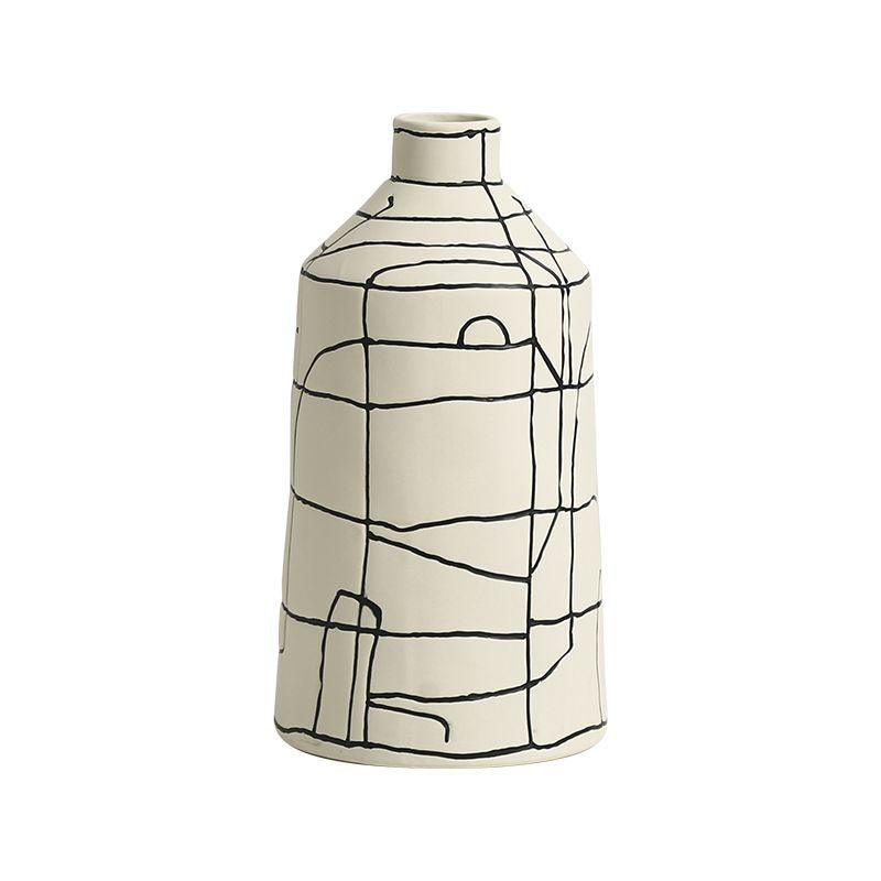 White Vase with Black Lines