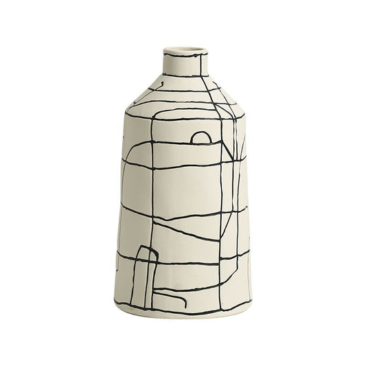 White Vase with Black Lines