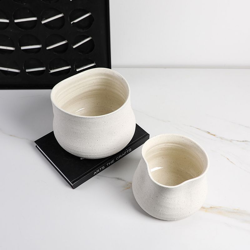 White Sand Faced Pottery Vase - FF-D23086C