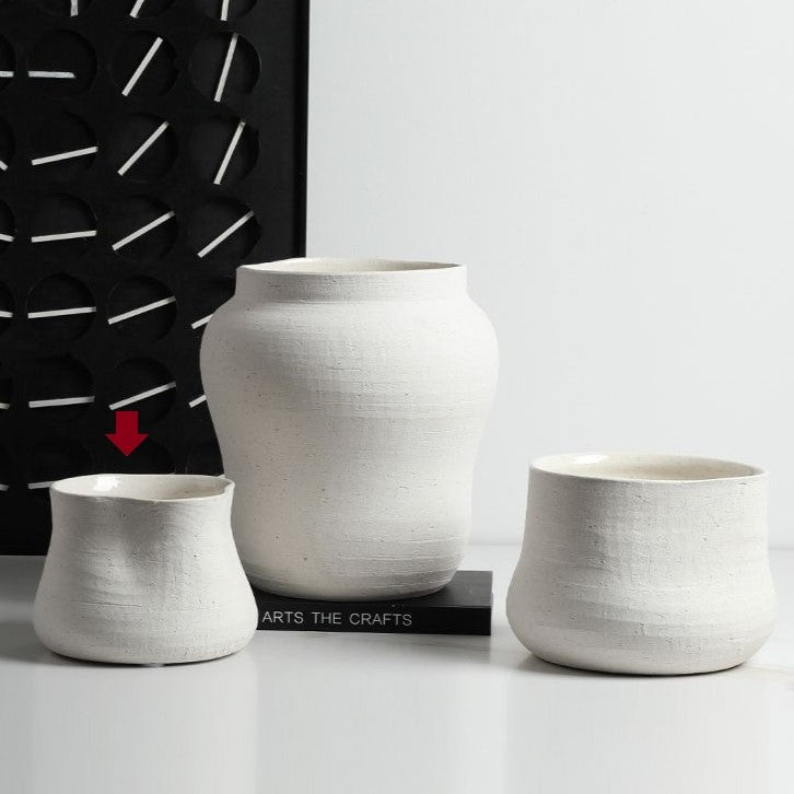 White Sand Faced Pottery Vase - FF-D23086C