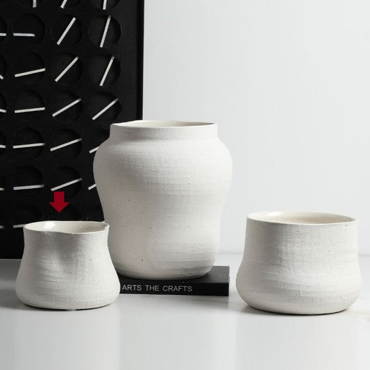 White Sand Faced Pottery Vase - FF-D23086C