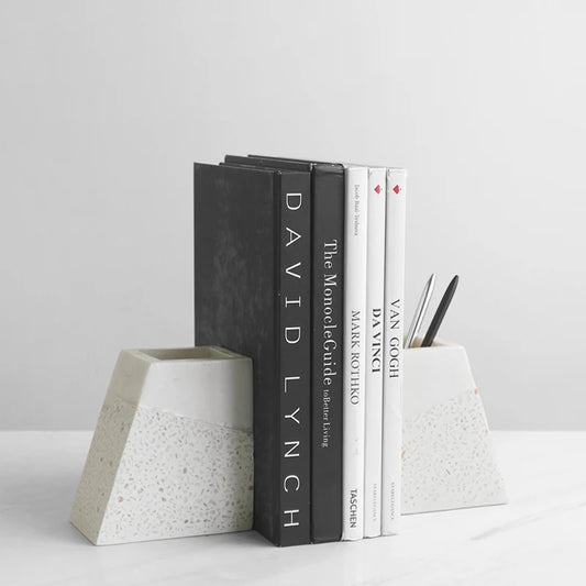 Urban Resin & Terrazzo Book End and Pen Holder - Set of 2