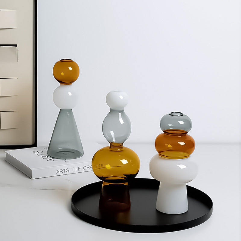 Amber & White Smoke Glass Vase – A Timeless Statement Piece